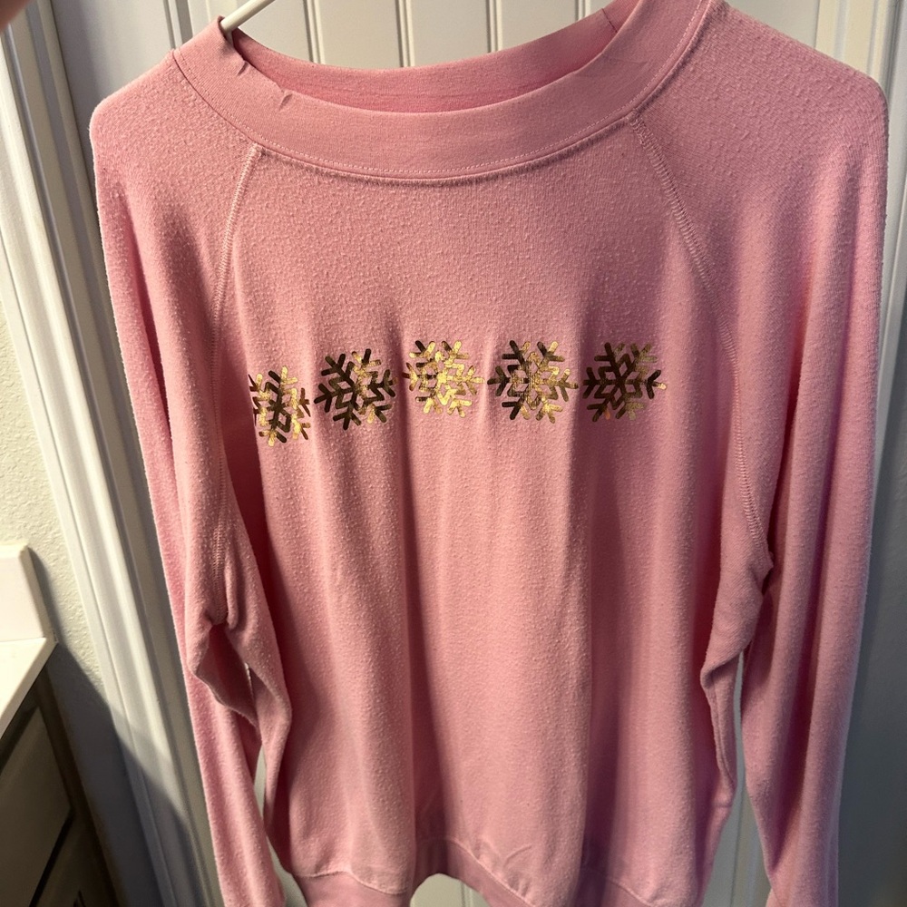 Buddy Love Pink Snowflake Long Sleeve Top